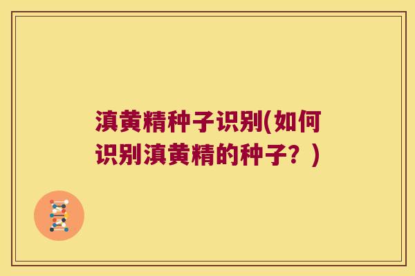 滇黄精种子识别(如何识别滇黄精的种子？)