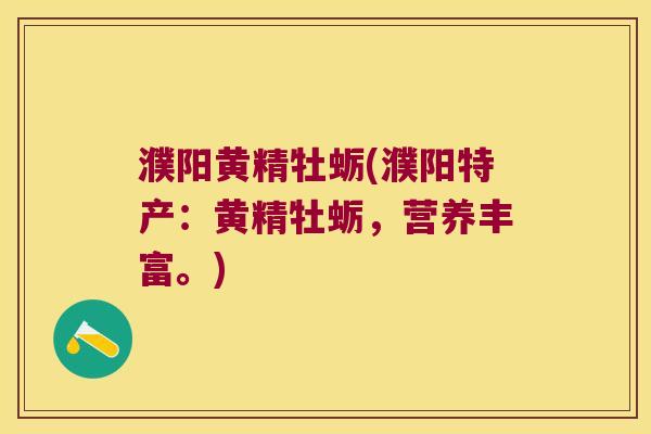 濮阳黄精牡蛎(濮阳特产：黄精牡蛎，营养丰富。)