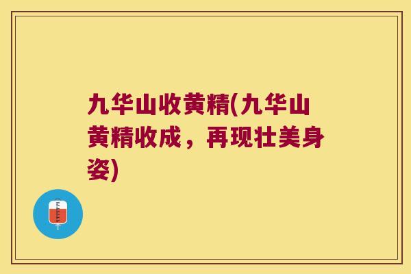 九华山收黄精(九华山黄精收成，再现壮美身姿)