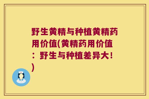 野生黄精与种植黄精药用价值(黄精药用价值:野生与种植差异大!) 野生黄精与种植黄精药用价值(黄精药用价值:野生与种植差异大!)