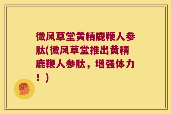 微风草堂黄精鹿鞭人参肽(微风草堂推出黄精鹿鞭人参肽，增强体力！)
