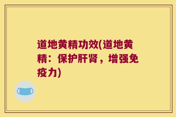 道地黄精功效(道地黄精：保，增强力)
