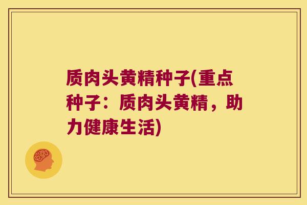 质肉头黄精种子(重点种子：质肉头黄精，助力健康生活)