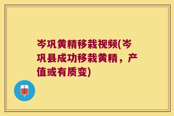 岑巩黄精移栽视频(岑巩县成功移栽黄精,产值或有质变) 岑巩黄精移栽视频(岑巩县成功移栽黄精,产值或有质变)