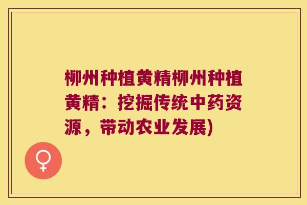 柳州种植黄精柳州种植黄精：挖掘传统资源，带动农业发展)