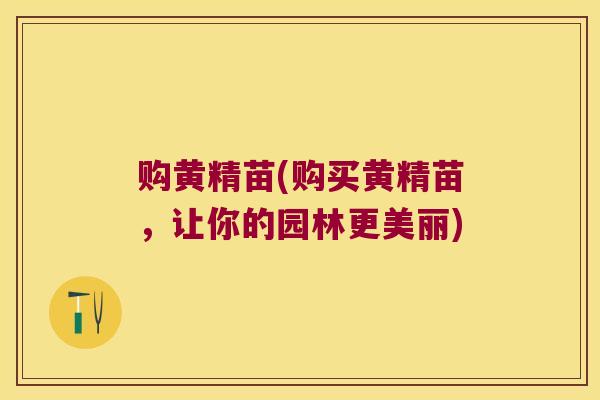 购黄精苗(购买黄精苗，让你的园林更美丽)
