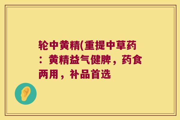 轮中黄精(重提中草药：黄精益气健脾，药食两用，补品首选