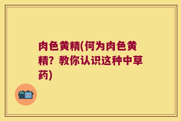 肉色黄精(何为肉色黄精？教你认识这种中草药)