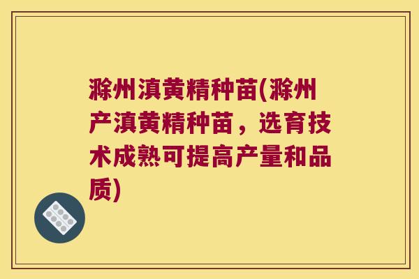 滁州滇黄精种苗(滁州产滇黄精种苗,选育技术成熟可提高产量和品质) 滁州滇黄精种苗(滁州产滇黄精种苗,选育技术成熟可提高产量和品质)