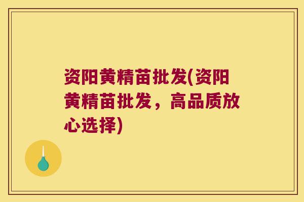 资阳黄精苗批发(资阳黄精苗批发，高品质放心选择)