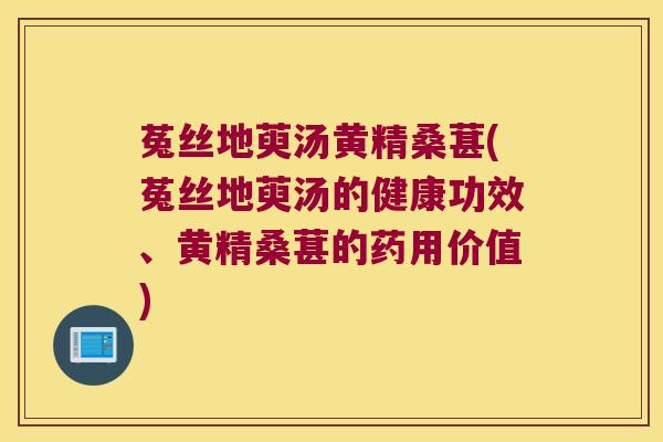 菟丝地萸汤黄精桑葚(菟丝地萸汤的健康功效、黄精桑葚的药用价值)