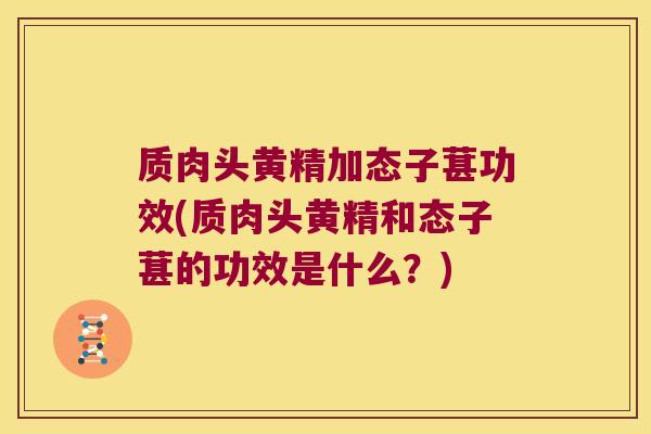 质肉头黄精加态子葚功效(质肉头黄精和态子葚的功效是什么？)
