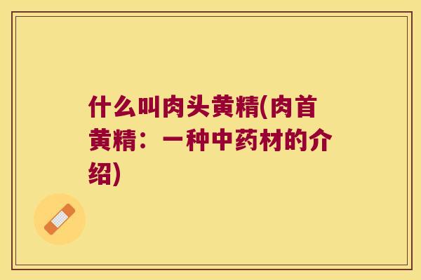 什么叫肉头黄精(肉首黄精：一种材的介绍)