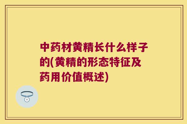 材黄精长什么样子的(黄精的形态特征及药用价值概述) 材黄精长什么样子的(黄精的形态特征及药用价值概述)