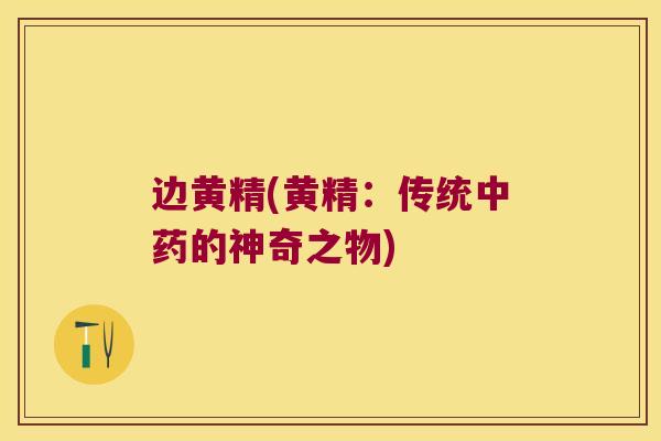 边黄精(黄精：传统的神奇之物)