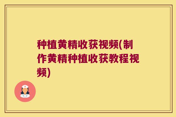 种植黄精收获视频(制作黄精种植收获教程视频)