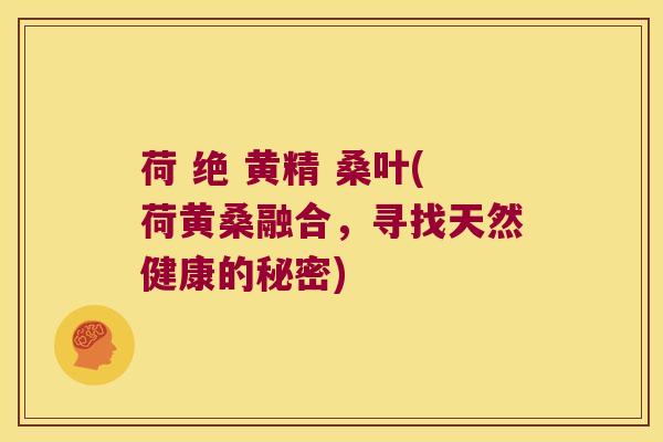 荷 绝 黄精 桑叶(荷黄桑融合，寻找天然健康的秘密)