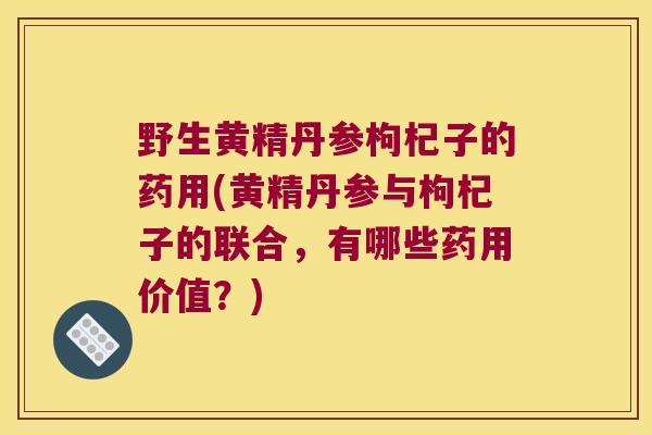 野生黄精丹参枸杞子的药用(黄精丹参与枸杞子的联合，有哪些药用价值？)