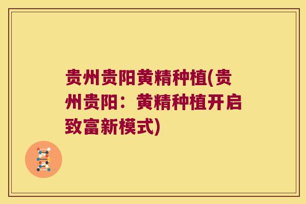 贵州贵阳黄精种植(贵州贵阳:黄精种植开启致富新模式) 贵州贵阳黄精种植(贵州贵阳:黄精种植开启致富新模式)