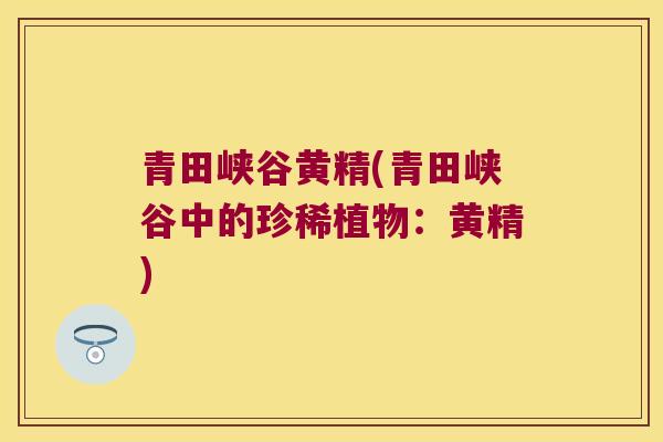 青田峡谷黄精(青田峡谷中的珍稀植物:黄精) 青田峡谷黄精(青田峡谷中的珍稀植物:黄精)