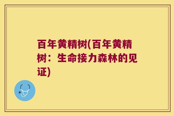 百年黄精树(百年黄精树:生命接力森林的见证) 百年黄精树(百年黄精树:生命接力森林的见证)