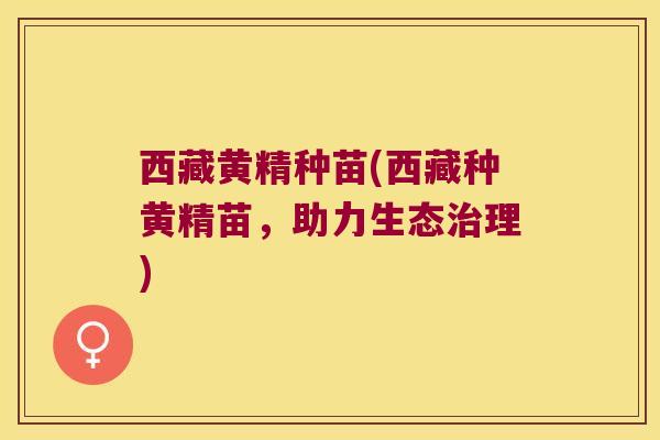 西藏黄精种苗(西藏种黄精苗，助力生态理)