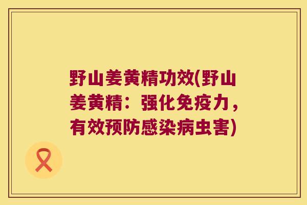 野山姜黄精功效(野山姜黄精:强化力,有效虫害) 野山姜黄精功效(野山姜黄精:强化力,有效虫害)