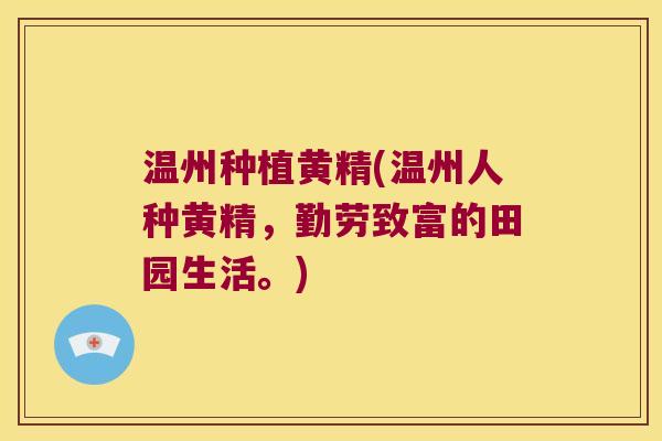 温州种植黄精(温州人种黄精,勤劳致富的田园生活。) 温州种植黄精(温州人种黄精,勤劳致富的田园生活。)