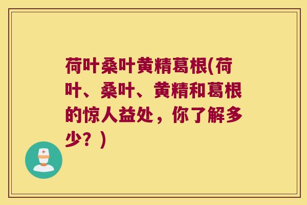 荷叶桑叶黄精葛根(荷叶、桑叶、黄精和葛根的惊人益处,你了解多少?) 荷叶桑叶黄精葛根(荷叶、桑叶、黄精和葛根的惊人益处,你了解多少?)