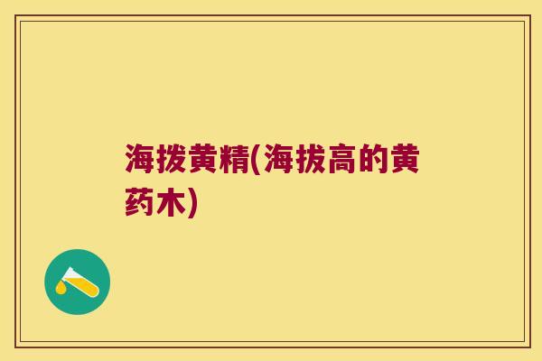 海拨黄精(海拔高的黄药木) 海拨黄精(海拔高的黄药木)