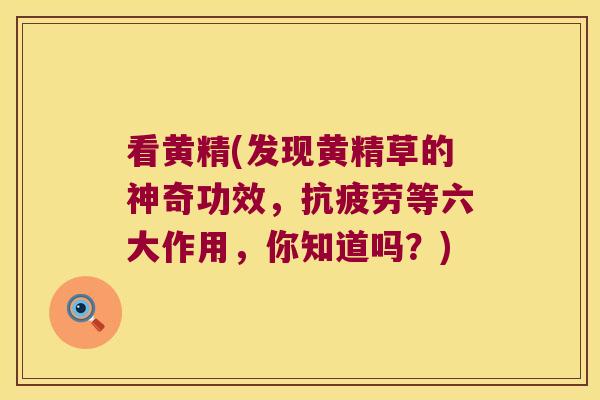 看黄精(发现黄精草的神奇功效，等六大作用，你知道吗？)