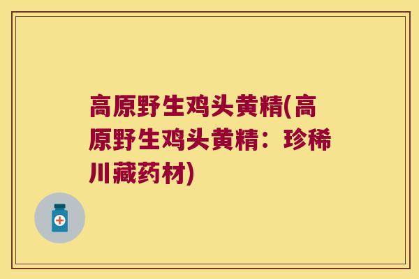 高原野生鸡头黄精(高原野生鸡头黄精：珍稀川藏药材)