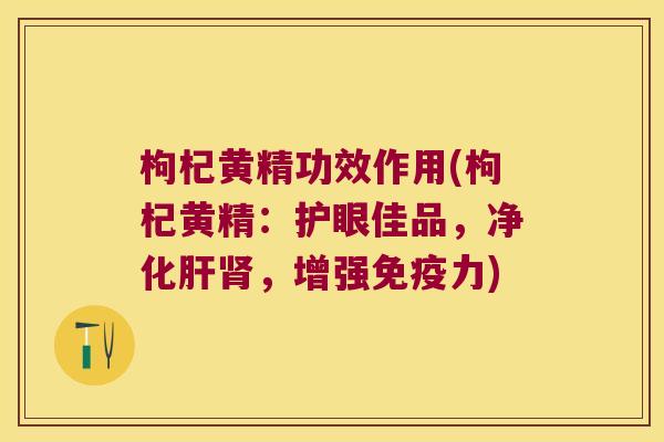 枸杞黄精功效作用(枸杞黄精:护眼佳品,净化,增强力) 枸杞黄精功效作用(枸杞黄精:护眼佳品,净化,增强力)