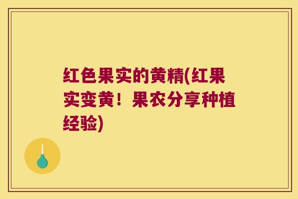 红色果实的黄精(红果实变黄！果农分享种植经验)