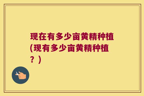 现在有多少亩黄精种植(现有多少亩黄精种植?) 现在有多少亩黄精种植(现有多少亩黄精种植?)