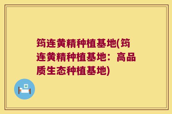 筠连黄精种植基地(筠连黄精种植基地：高品质生态种植基地)