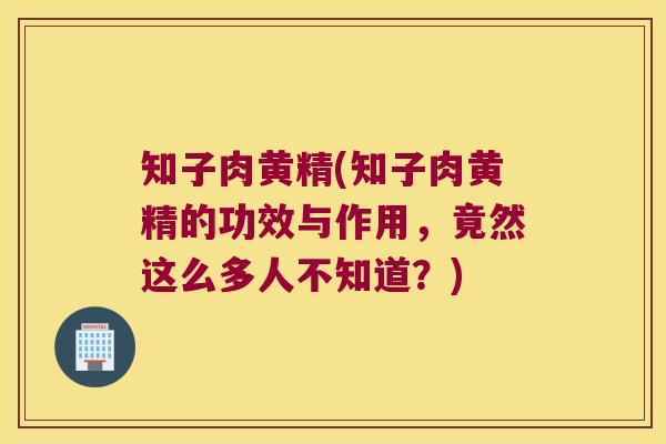 知子肉黄精(知子肉黄精的功效与作用，竟然这么多人不知道？)