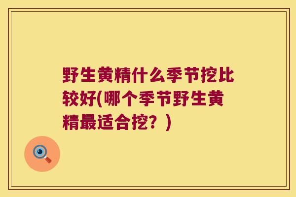 野生黄精什么季节挖比较好(哪个季节野生黄精适合挖？)