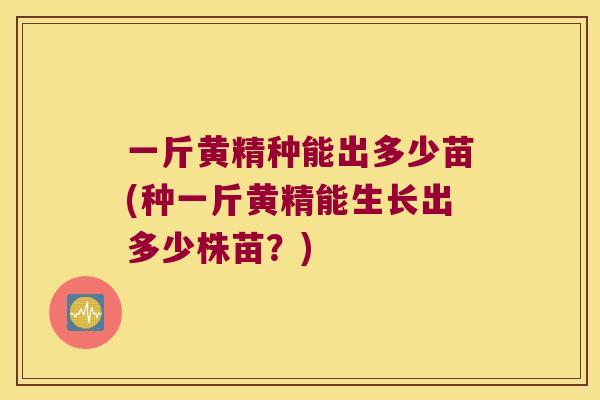 一斤黄精种能出多少苗(种一斤黄精能生长出多少株苗?) 一斤黄精种能出多少苗(种一斤黄精能生长出多少株苗?)