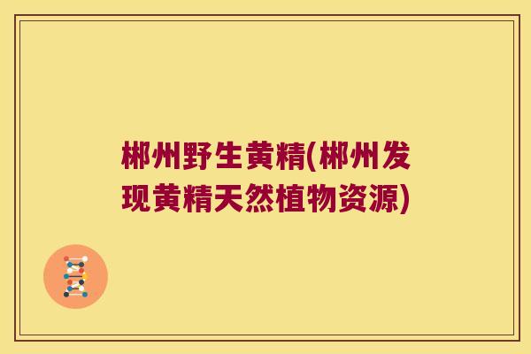 郴州野生黄精(郴州发现黄精天然植物资源) 郴州野生黄精(郴州发现黄精天然植物资源)