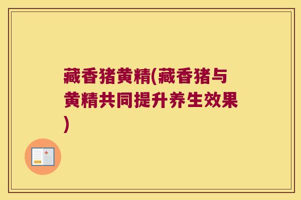 藏香猪黄精(藏香猪与黄精共同提升养生效果)