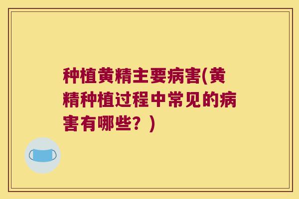 种植黄精主要害(黄精种植过程中常见的害有哪些？)