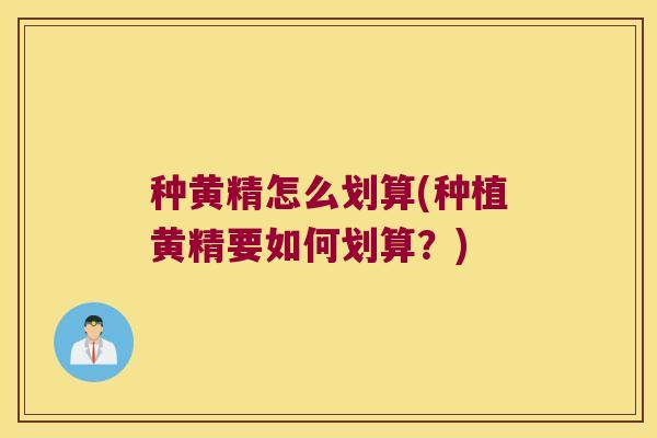 种黄精怎么划算(种植黄精要如何划算？)