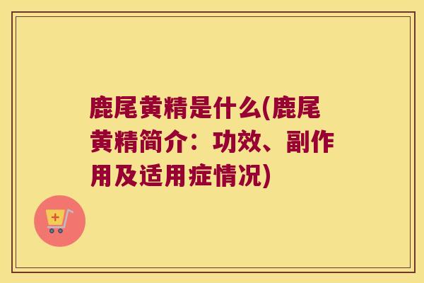 鹿尾黄精是什么(鹿尾黄精简介:功效、副作用及适用症情况) 鹿尾黄精是什么(鹿尾黄精简介:功效、副作用及适用症情况)