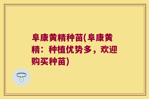 阜康黄精种苗(阜康黄精：种植优势多，欢迎购买种苗)