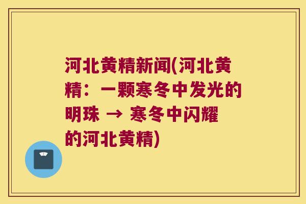 河北黄精新闻(河北黄精：一颗寒冬中发光的明珠 → 寒冬中闪耀的河北黄精)