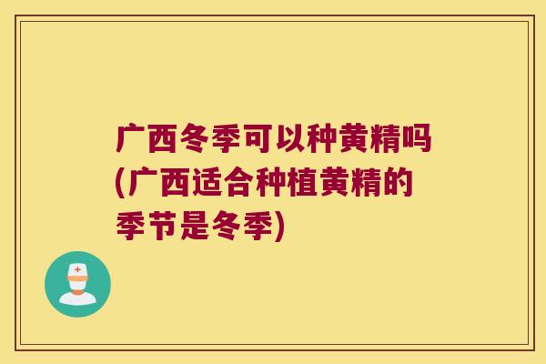 广西冬季可以种黄精吗(广西适合种植黄精的季节是冬季)