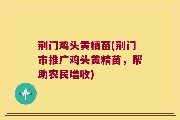 荆门鸡头黄精苗(荆门市推广鸡头黄精苗，帮助农民增收)