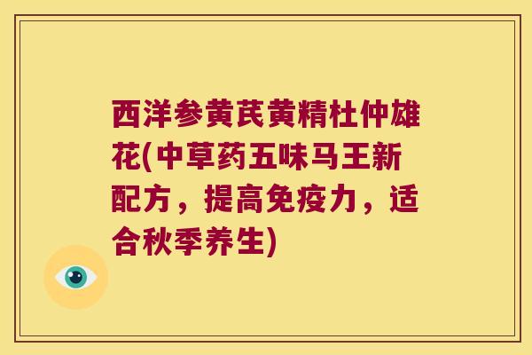 西洋参黄芪黄精杜仲雄花(中草药五味马王新配方，提高力，适合秋季养生)