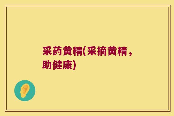 采药黄精(采摘黄精，助健康)